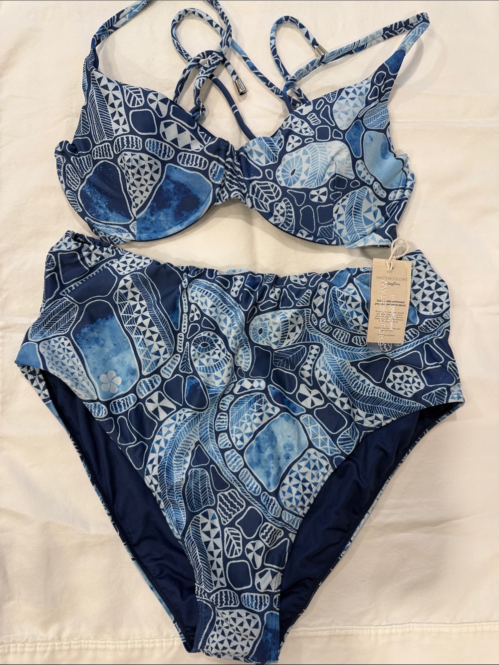 Kenny Flowers Navy and Light Blue Patterned Bikini Set